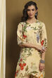 Green Modal Floral Printed Asymmetric Kurta Set image number 6