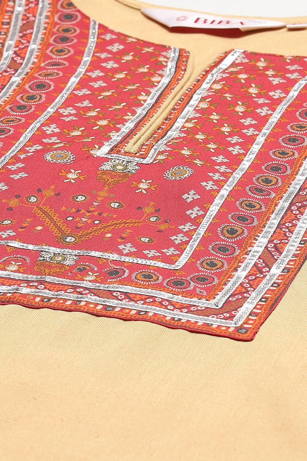 Beige Rayon Straight Kurta Pant Suit Set image number 1