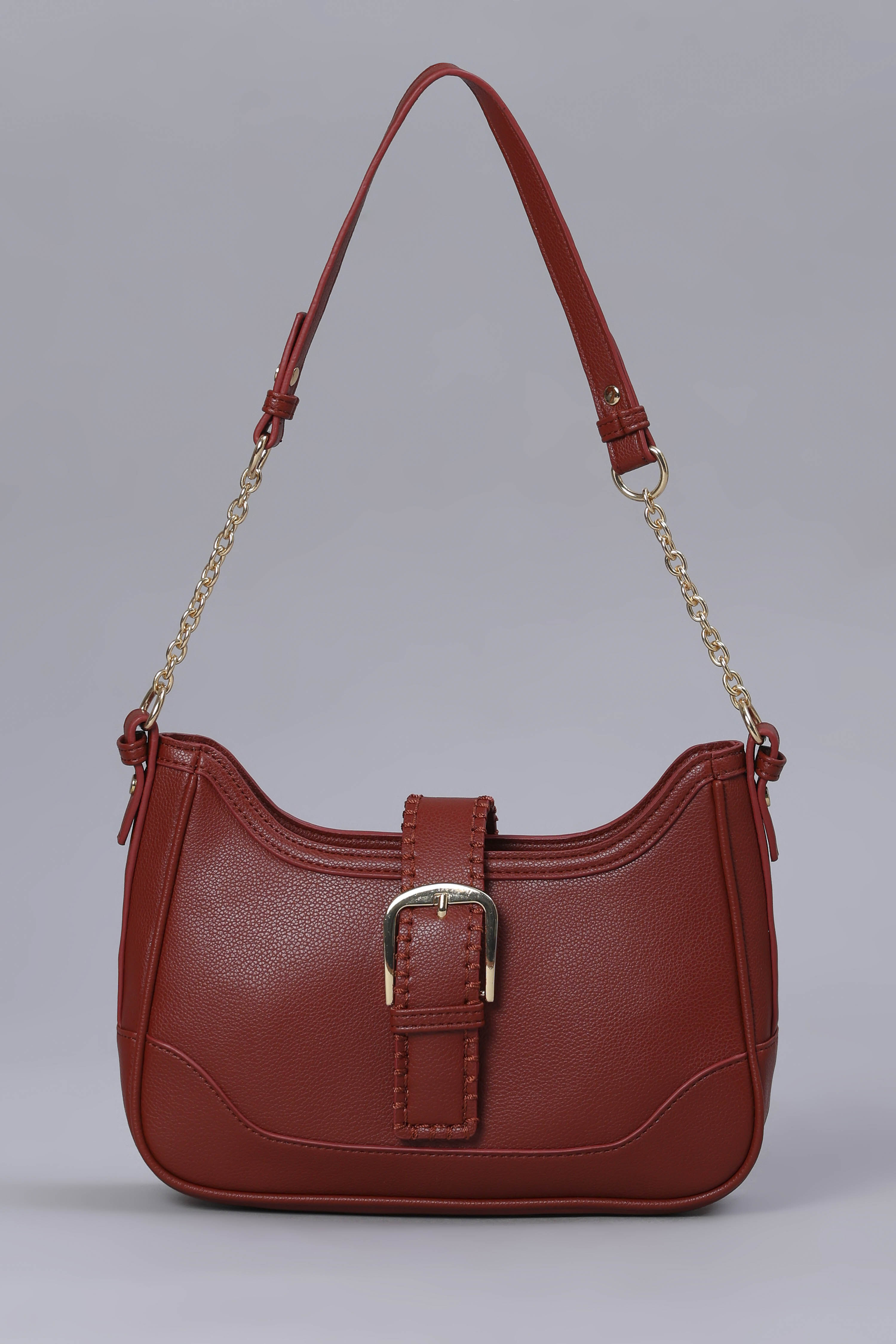 Maroon PU Shoulder Bag image number 1
