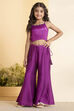 Purple Viscose Rayon Floral 3 Piece Co-ord Set image number 7