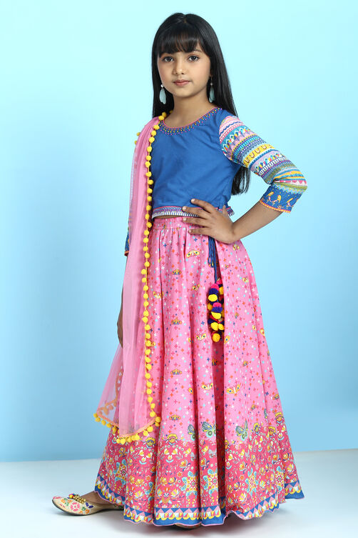 Pink Cotton Lehenga Set image number 3