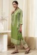 Green Cotton Printed Straight Kurta image number 2