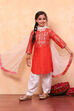 Blue and White Cotton Printed Straight Suit Set image number 6