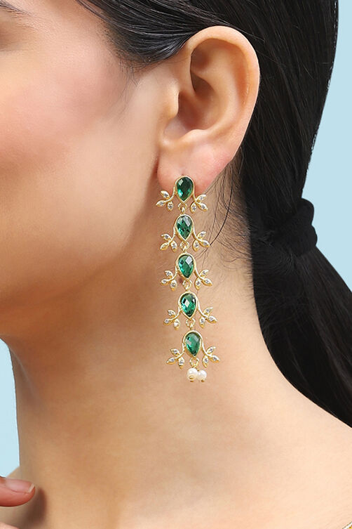 Green Brass Earrings image number 1