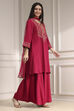 Navy Blue Embroidered Straight Suit Set image number 5