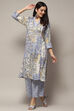 Blue Viscose Straight Kurta Set