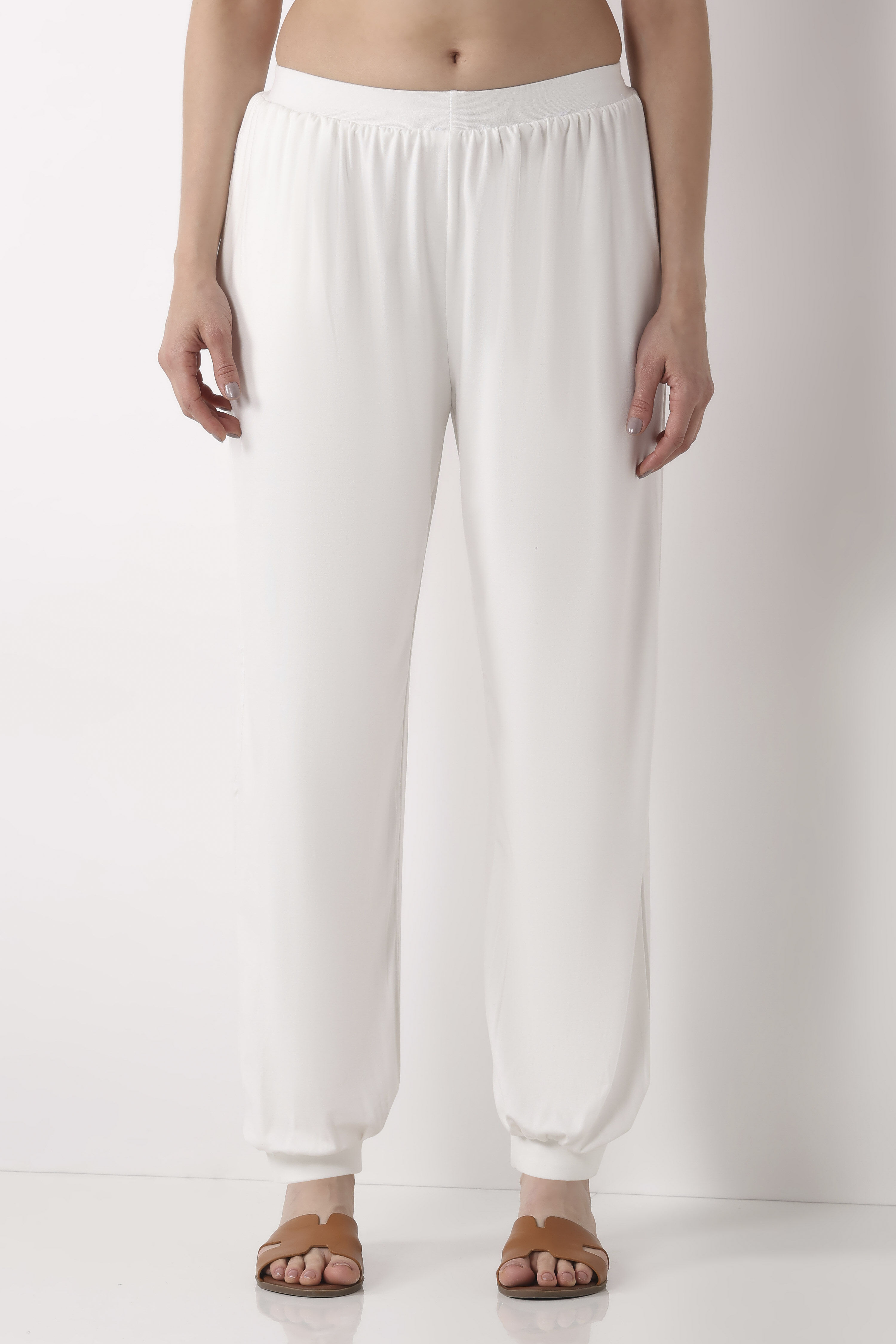 White Viscose Lycra Harem Pants image number 4