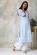 Pink Cotton Straight Printed Kurta image number 4