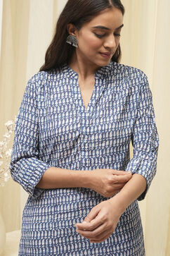 Blue Art Silk Straight Kurta Pant Suit Set image number 1