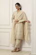 Beige Cotton All-Over Floral Straight Suit Set image number 0