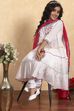 White Cotton Tiered Solid Suit Set