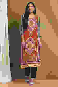 Red and Green Printed Straight Kurta image number 5