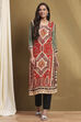 Red-Green Straight Kurta image number 5
