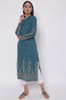 Dark Blue Winter Yarndyed Kurta image number 2