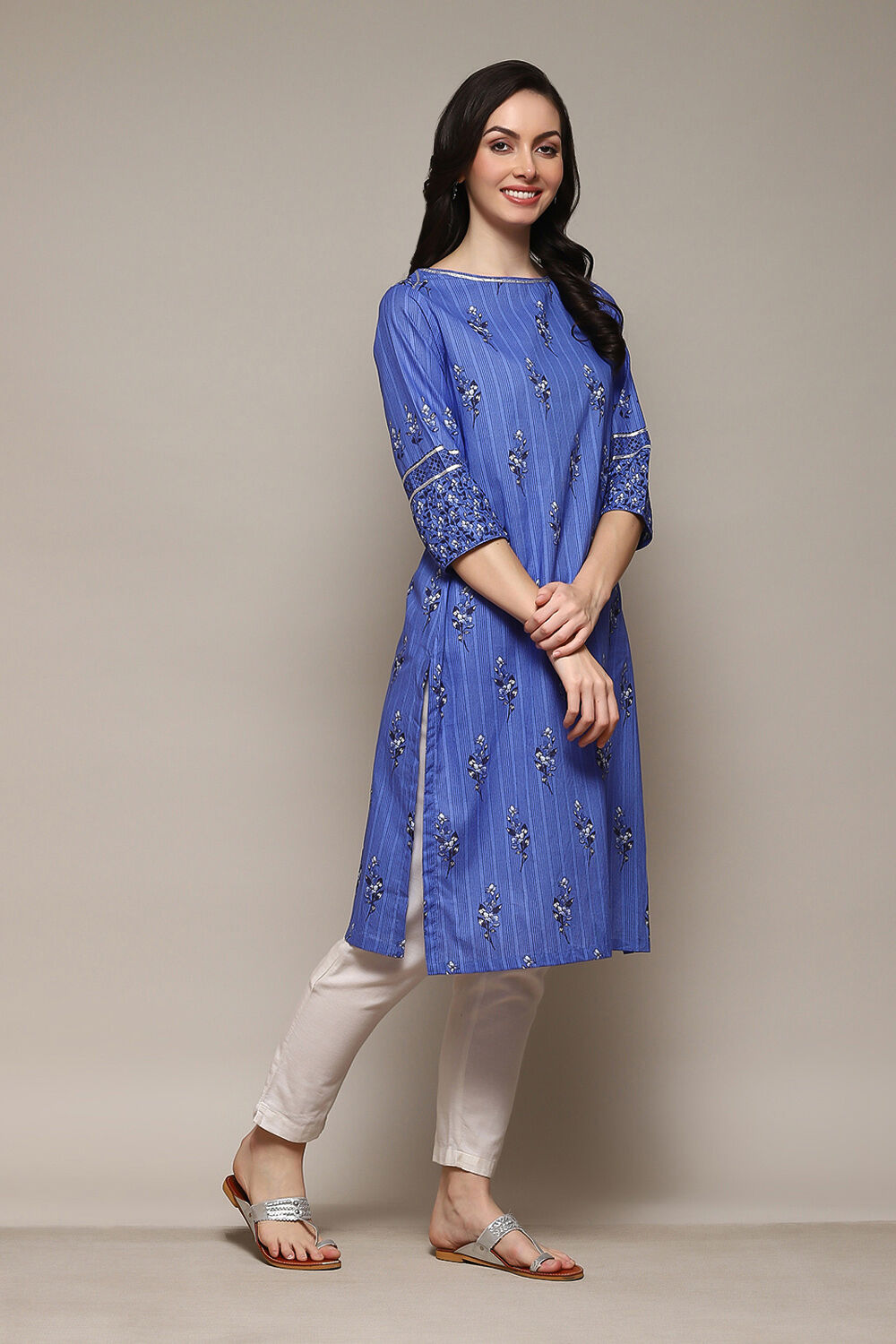 Green Cotton Straight Printed Kurta image number 3