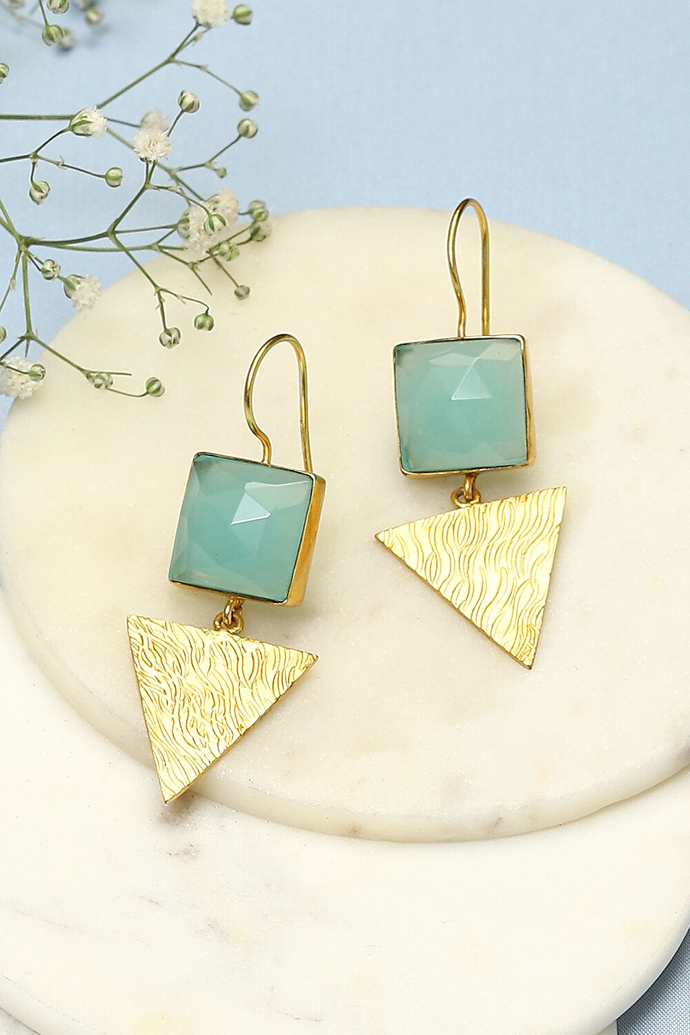 Mint Green Brass Earrings image number 0