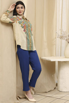 Beige Cotton Floral Printed Shirt image number 5