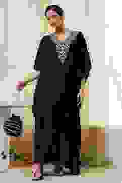 Black Viscose A-Line Suit Set image number 6