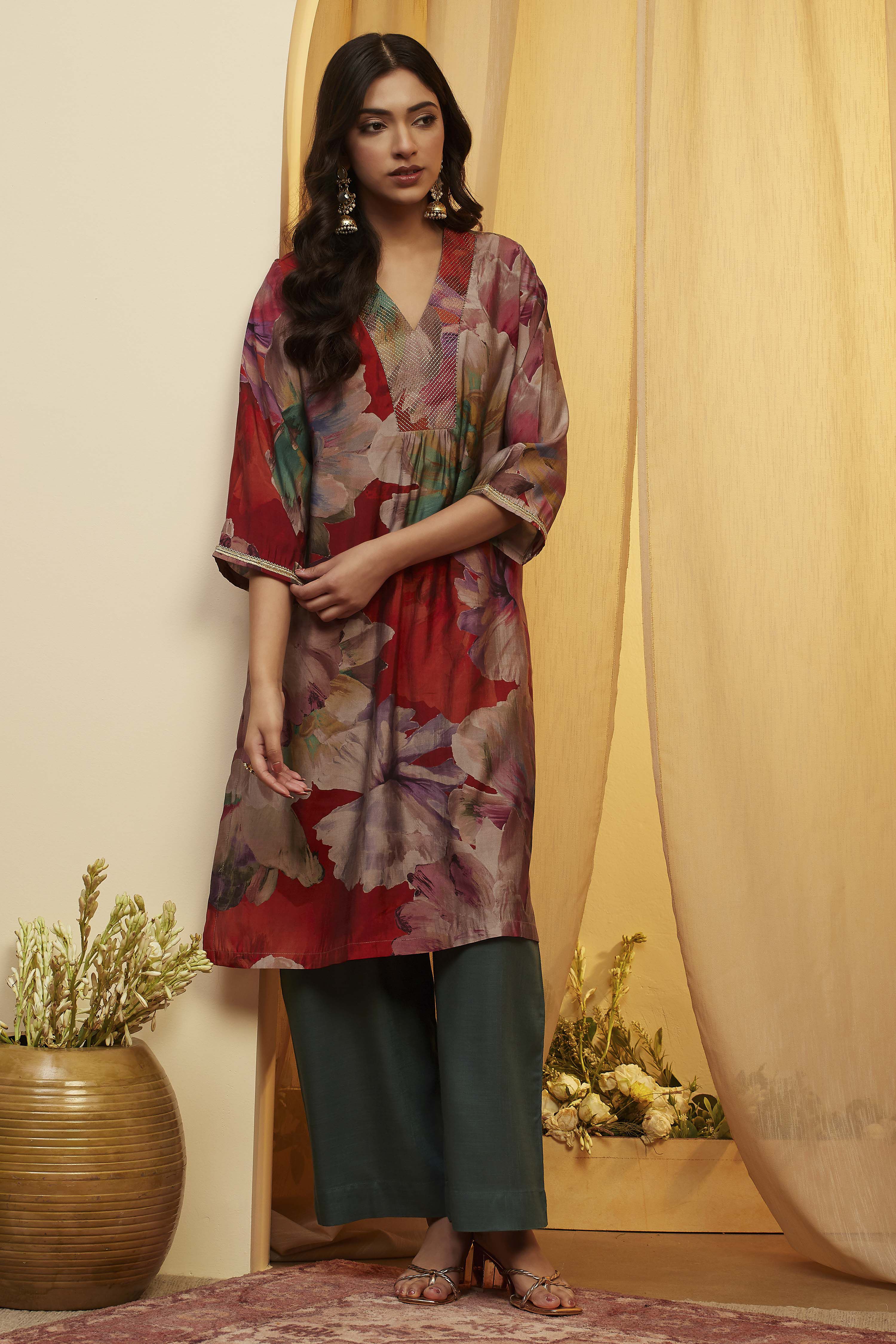 biba Rust Poly Viscose Straight KurtaRust Poly Viscose Straight Kurta-picture-248