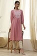 Aqua Solid Gathered Straight Kurta image number 0