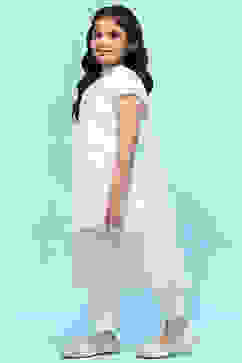 White Poly Chanderi Embroidered Mirror Work Suit Set image number 4