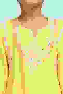 Yellow Cotton Solid A-Line Suit Set image number 1