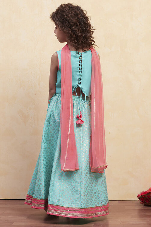 Black Polyester Lehenga Set image number 4