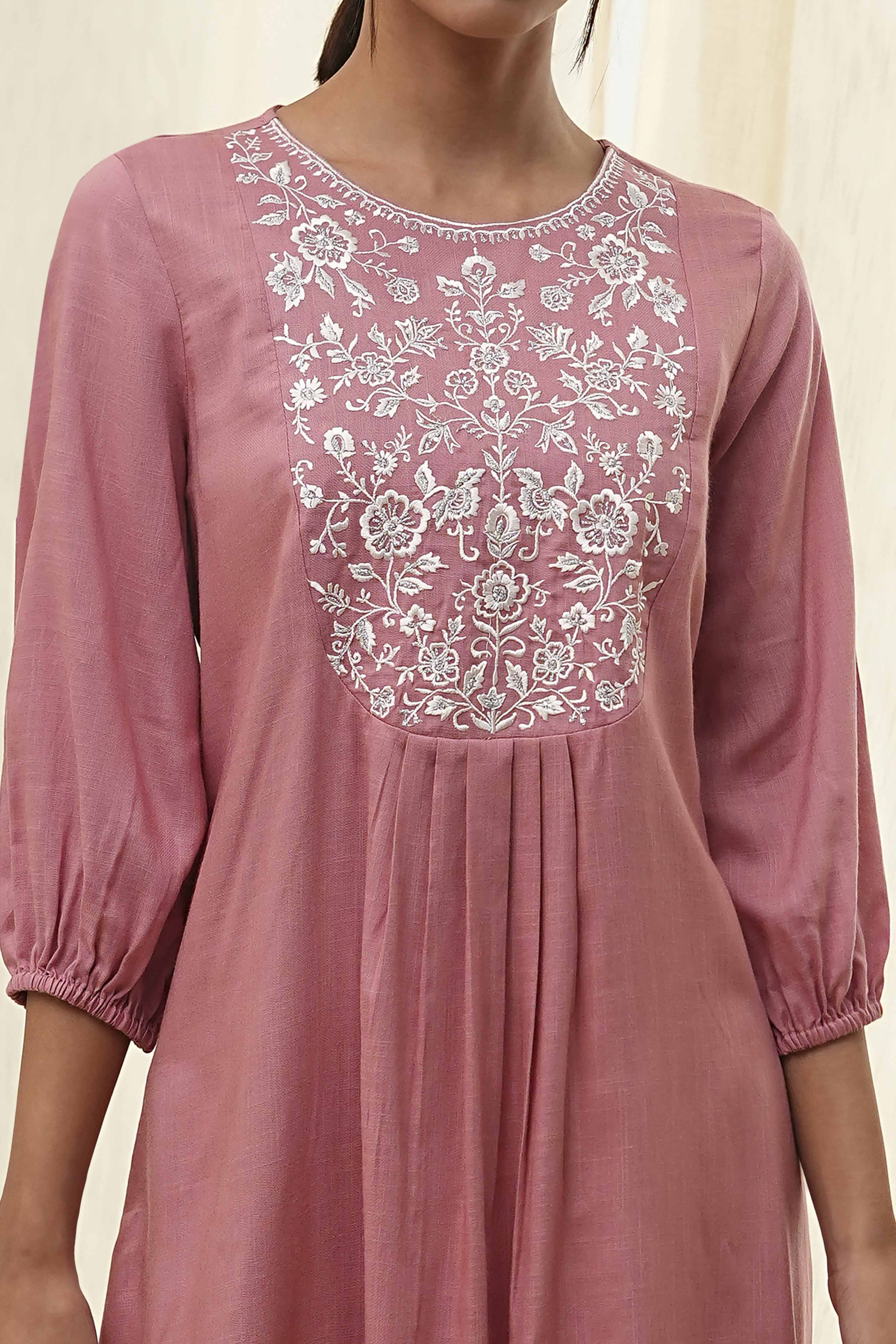 Aqua Solid Gathered Straight Kurta image number 1