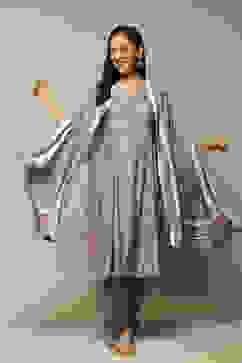 Grey Modal A-Line Kurta Palazzo Suit Set image number 0