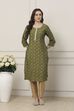 Orange All-Over Floral Printed Straight Kurta image number 5