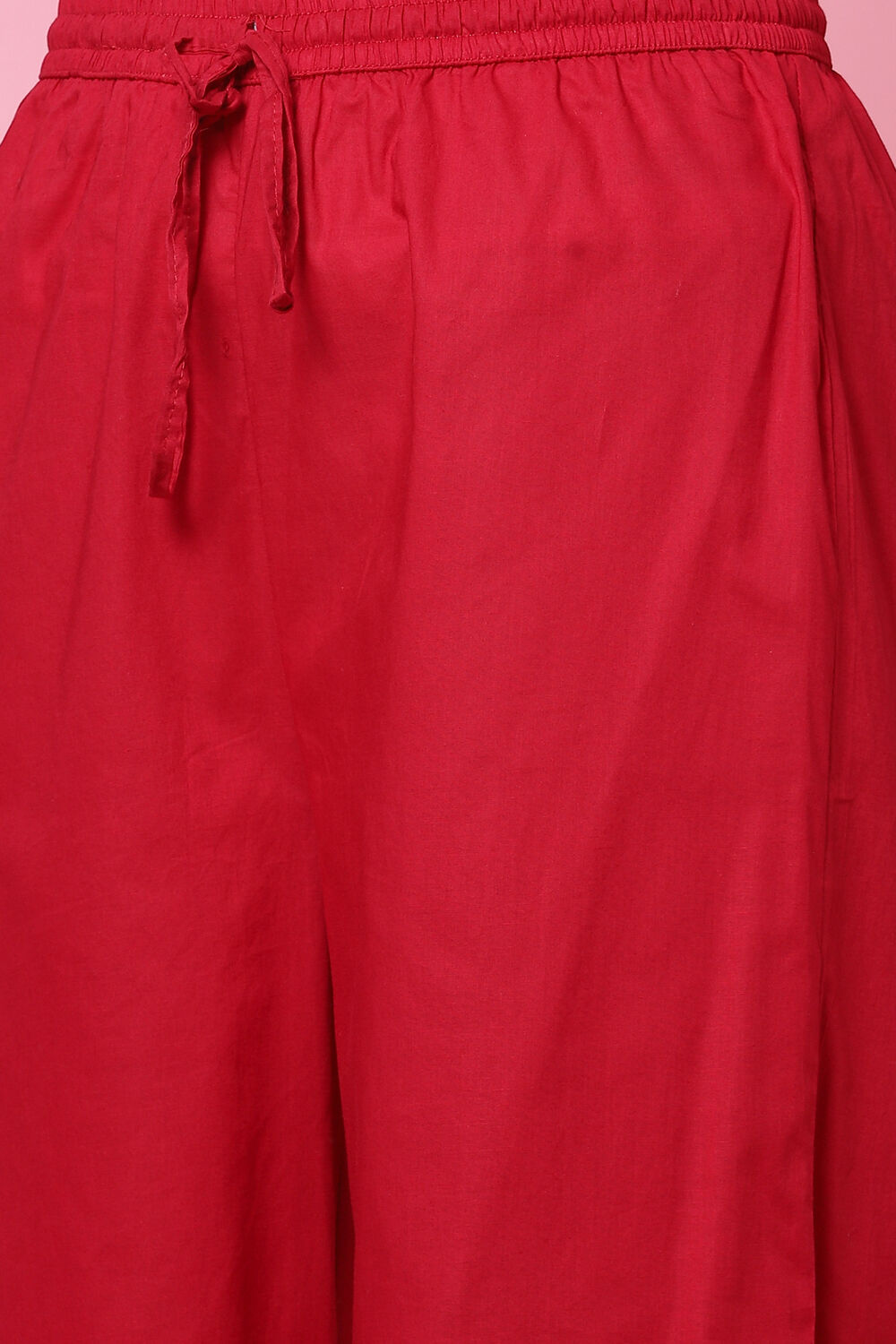 Red Cotton Flared Kurta Set image number 2