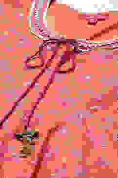 Orange Cotton Gathered Printed Suit Set image number 1