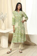 Plum and Off-White Printed Straight Kurta image number 0