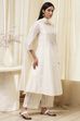 Off-White Embroidered Kalidar Suit Set image number 5