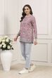 Rose Pink Polyester Straight Printed Kurti image number 2