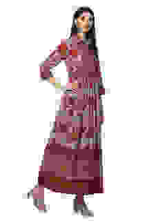 Green Cotton Flared Printed Dress image number 3