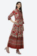 Green Cotton Flared Printed Dress image number 3