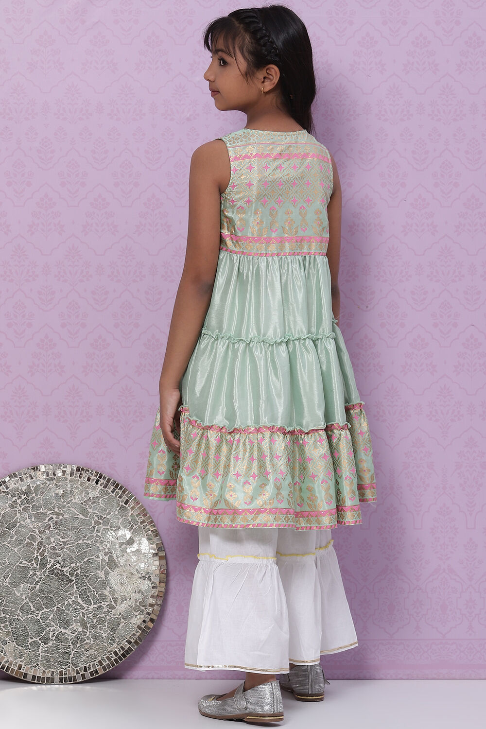 Mint Green Art Silk Short Kurti image number 4