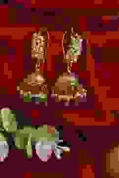 Mint Green Brass Jhumka image number 0