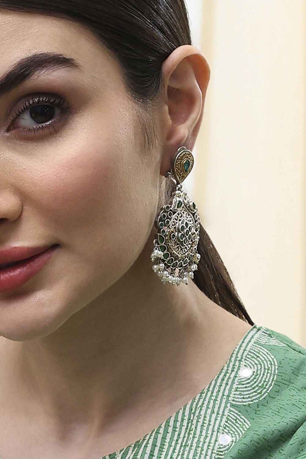 Green Brass Drop & Danglers image number 1