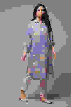 Purple Rayon Straight Printed Kurta image number 4