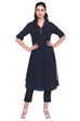Red A-Line Cotton Viscose Solid Kurta image number 2