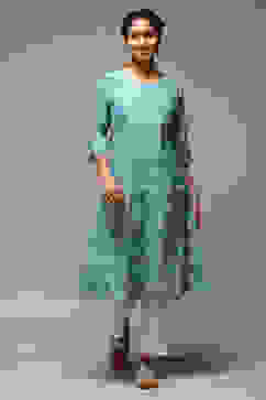 Light Blue Cotton IKAT Straight Yarndyed Kurta image number 0