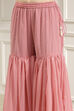 Light Pink Cotton Silk Embroidered Straight Suit Set image number 2