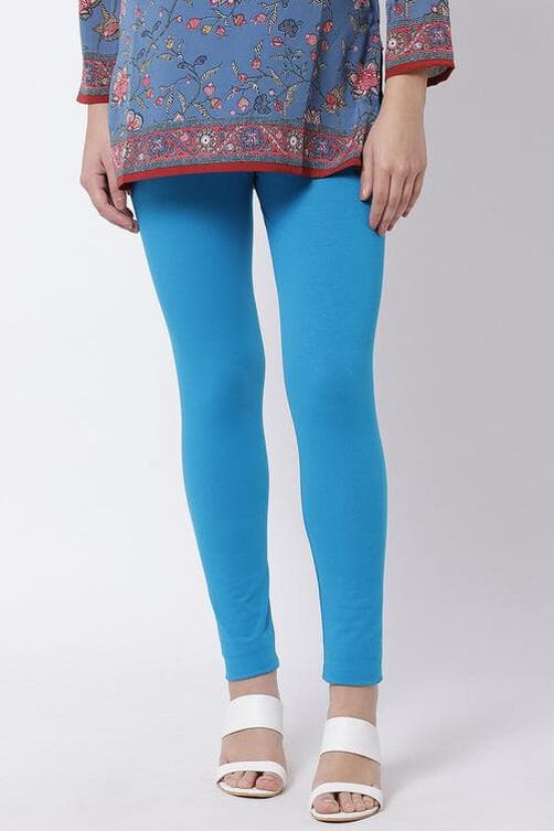 Off White Cotton Lycra Leggings image number 0