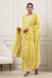 Yellow Viscose Blend Straight Suit Set image number 6