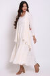 Cream Cotton Front Open Fusion Wear Dress image number 2