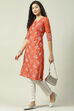 Green Art Silk Straight Printed Kurta image number 5