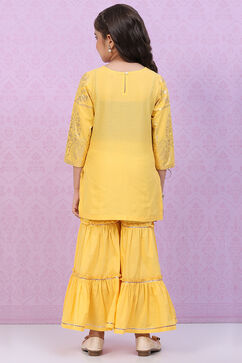 Yellow Cotton A-Line Printed Kurta Set image number 4