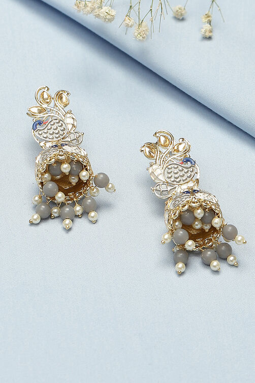 Golden Blue Alloy Earrings image number 0